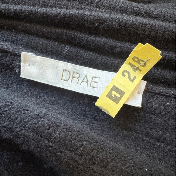DRAE • Asymmetrical Wool Rib Knit Dress in Black - Picture 9 of 12